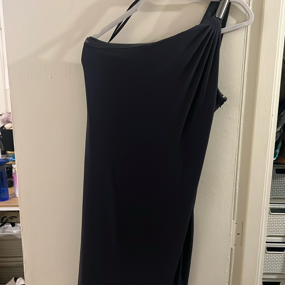 Calvin Klein one shoulder grey dress